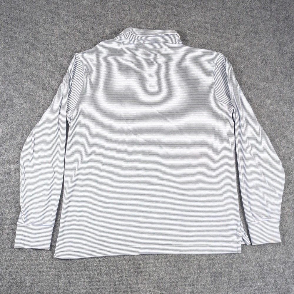 Faherty Movement Polo Shirt Mens L Blue Striped Pima Modal Long Sleeve MKC0114 - Picture 8 of 8